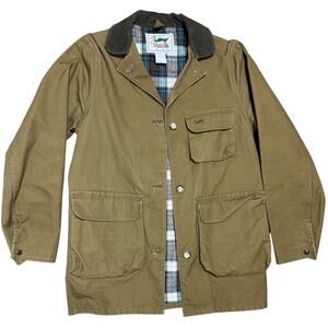 Vintage 90s Duxbak Canvas Chore Barn Jacket Coat Size L /XL? Tan Plaid Lined
